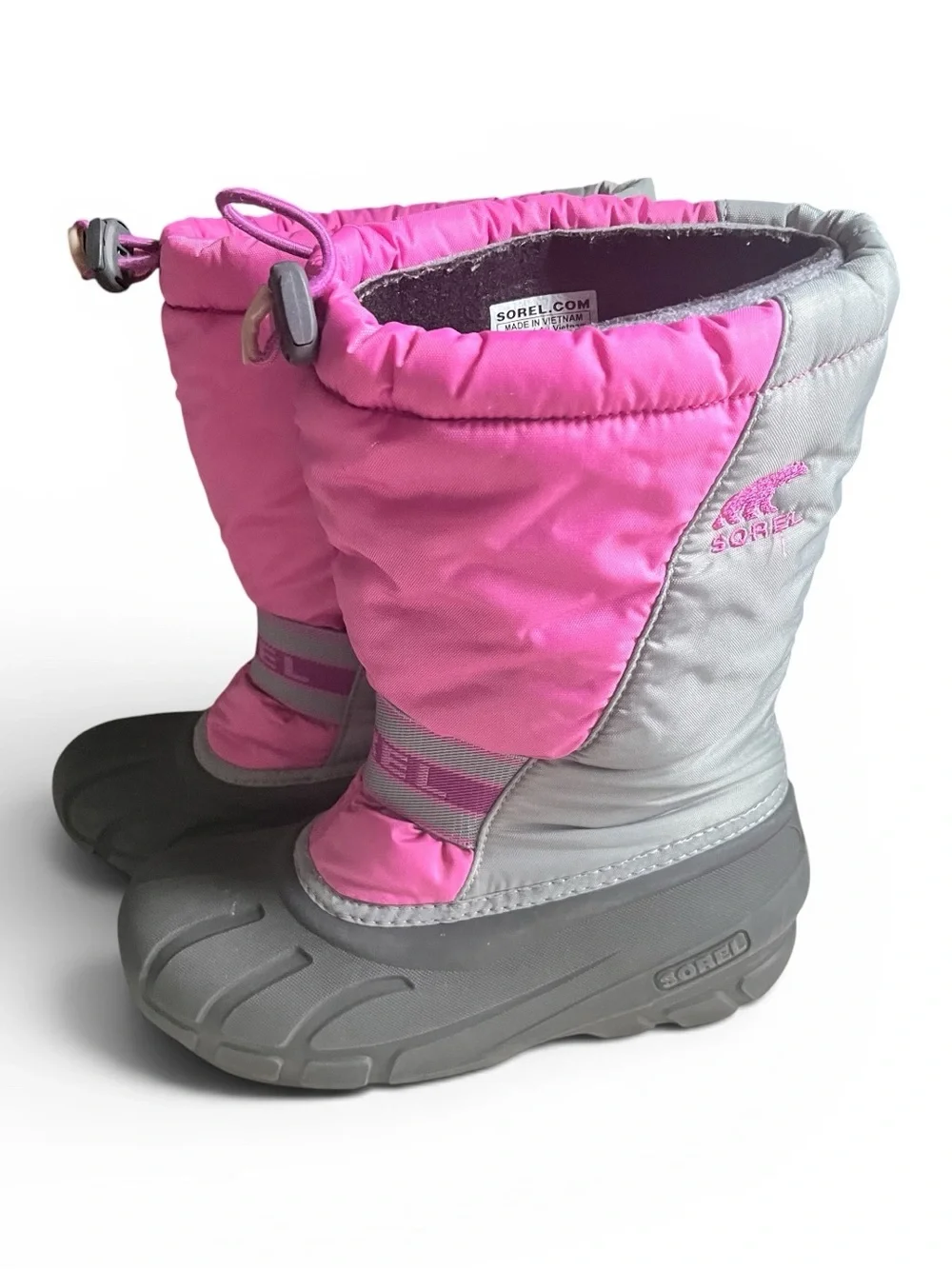 Sorel Youth Flurry/Cub Winter Snow Boots - Pink/Grey - Size 5 (Big Kids)